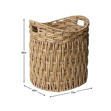 RGI Home Twisted Natural Water Hyacinth Decorative Storage Basket with Handles