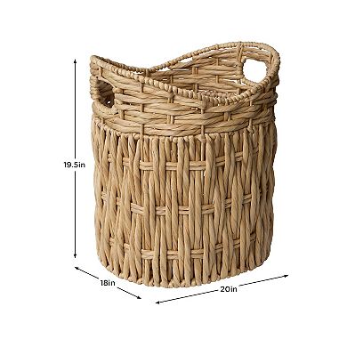 RGI Home Twisted Natural Water Hyacinth Decorative Storage Basket with Handles