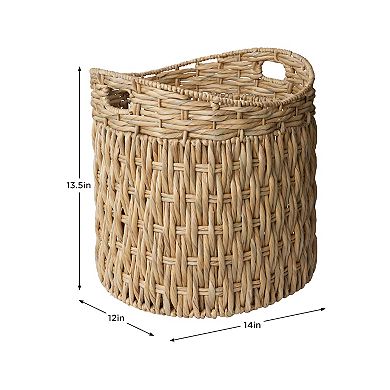 RGI Home Twisted Natural Water Hyacinth Decorative Storage Basket with Handles