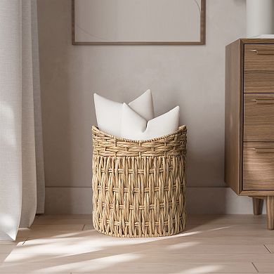 RGI Home Twisted Natural Water Hyacinth Decorative Storage Basket with Handles