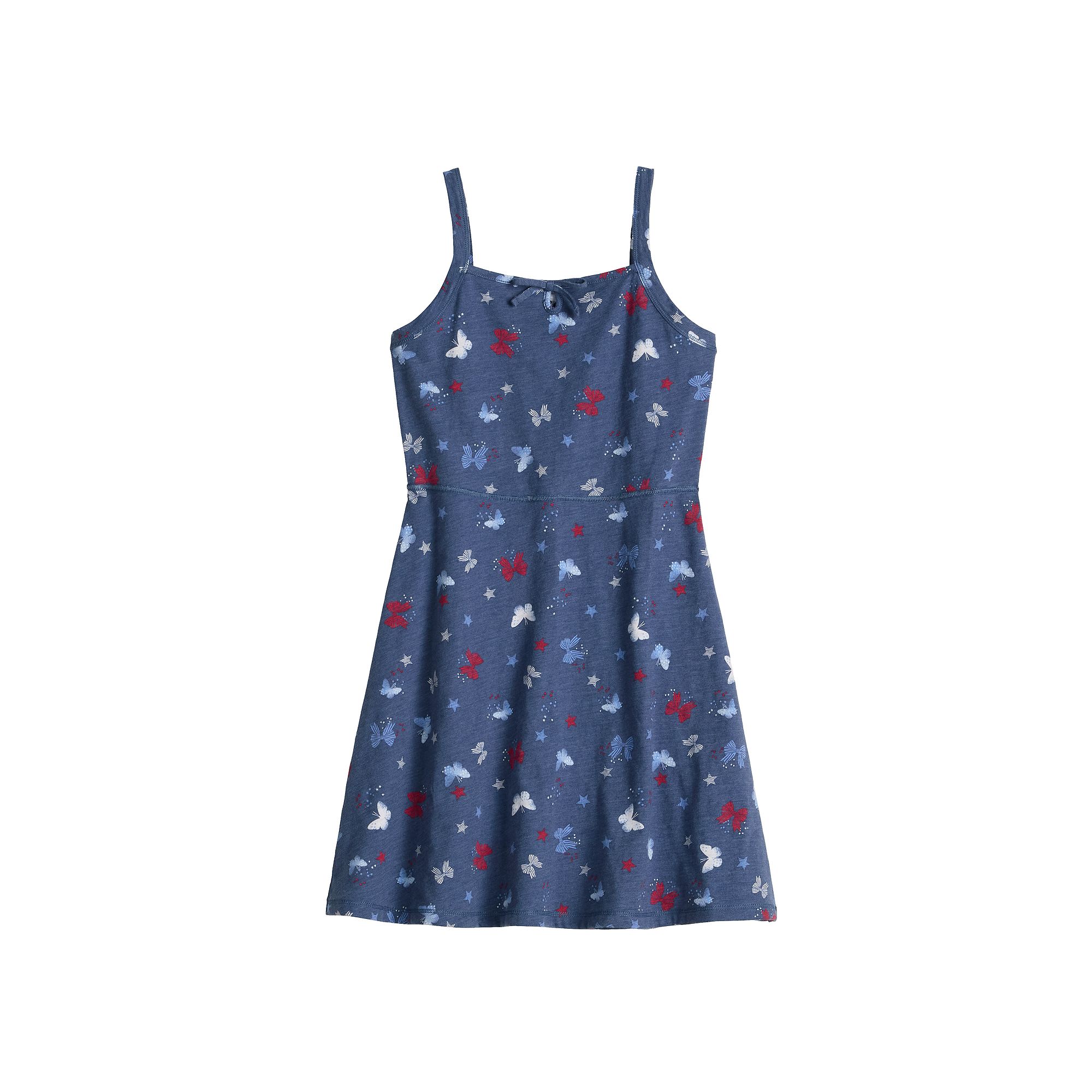 Girls 7-16 SO® Adaptive Red, White & Blue Icons Fit & Flare Dress, Girls,