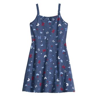 Girls 7-16 SO® Adaptive Red, White & Blue Icons Fit & Flare Dress