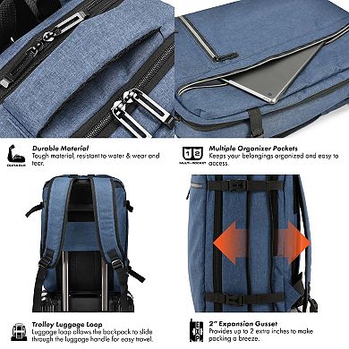 Travel Select Grayville 16.5-Inch Multi-Functional Expandable Laptop Backpack with USB Port
