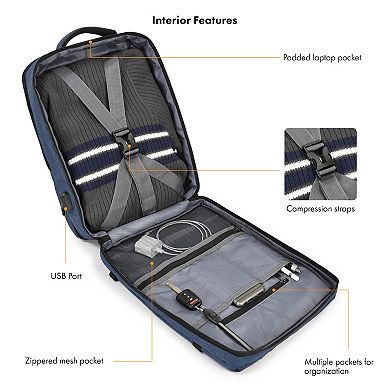 Travel Select Grayville 16.5-Inch Multi-Functional Expandable Laptop Backpack with USB Port