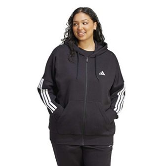 Plus Size adidas Essentials 3-Stripes Full-Zip Fleece Hoodie