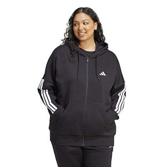 Plus Size adidas Essentials 3-Stripes Full-Zip Fleece Hoodie