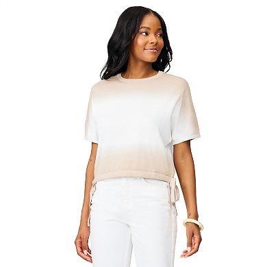 Women's Grey & Gray Short Sleeve Tie Waist Dolman Top