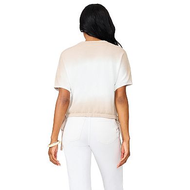 Women's Grey & Gray Short Sleeve Tie Waist Dolman Top