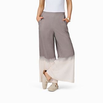 Women's Grey & Gray Ombre Wide Leg Linen Blend Pants