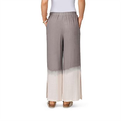 Women's Grey & Gray Ombre Wide Leg Linen Blend Pants