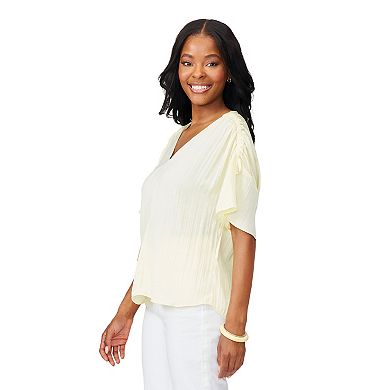 Women's Grey & Gray Ruched Shoulder Blouse