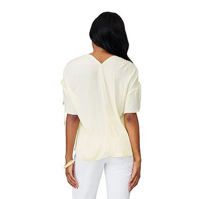 Women's Grey & Gray Ruched Shoulder Blouse