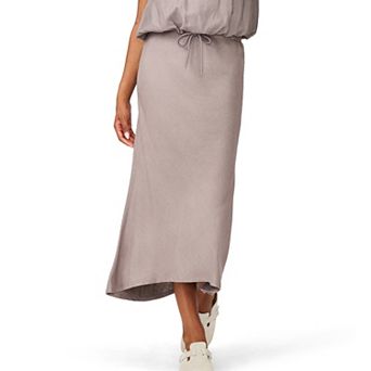 Women's Grey & Gray Drawstring Waist Linen Blend Skirt