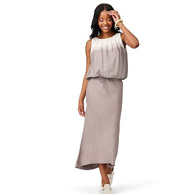 Women's Grey & Gray Drawstring Waist Linen Blend Skirt