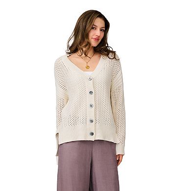 Women's Grey & Gray Open Weave High-Low Cardigan
