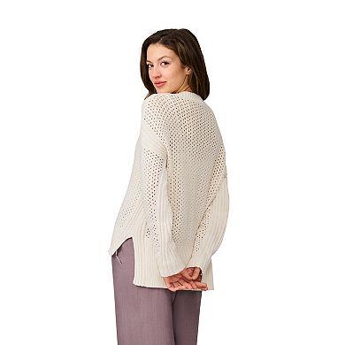 Women's Grey & Gray Open Weave High-Low Cardigan