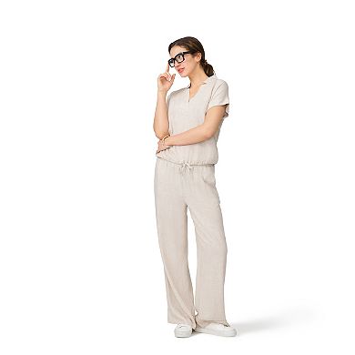Women's Grey & Gray Notch Neck Bubble Hem Top