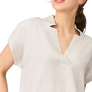Women's Grey & Gray Notch Neck Bubble Hem Top