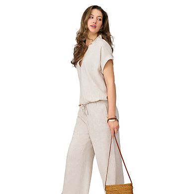 Women's Grey & Gray Notch Neck Bubble Hem Top