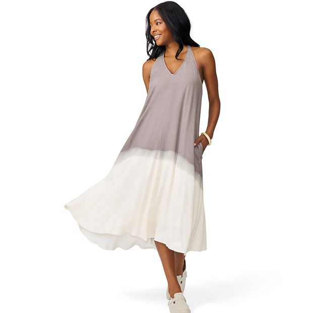 Women's Grey & Gray Halter Neck Ombre Dress
