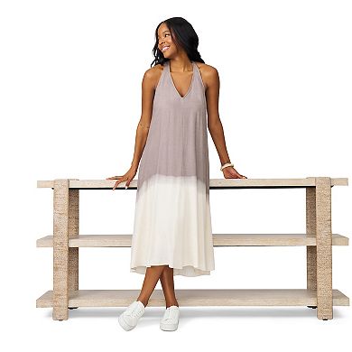 Women's Grey & Gray Halter Neck Ombre Dress