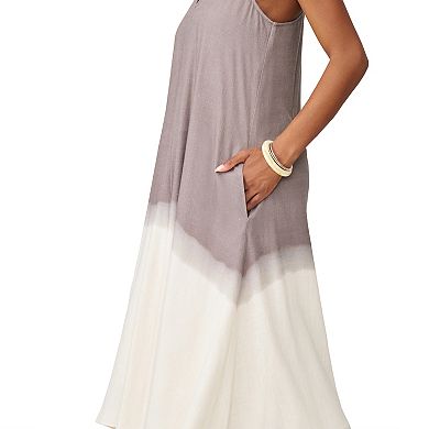 Women's Grey & Gray Halter Neck Ombre Dress