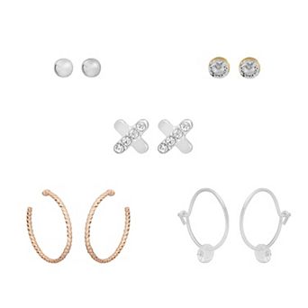 LC Lauren Conrad Two Tone Mixed Metal 5 pc Earring Set