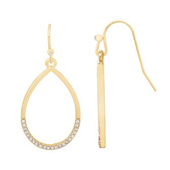 LC Lauren Conrad Gold Tone Pave Pear Drop Earrings