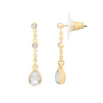 LC Lauren Conrad Gold Tone Simulated Pearl Stone Drop Earrings