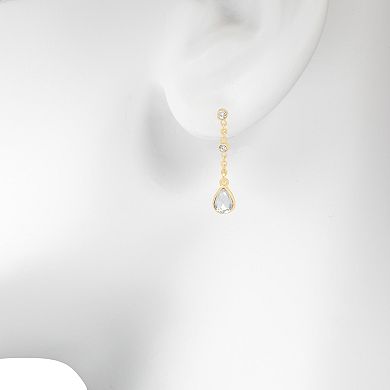 LC Lauren Conrad Gold Tone Simulated Pearl Stone Drop Earrings