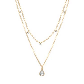 LC Lauren Conrad Gold Tone Two-Row Dainty Charm Necklace