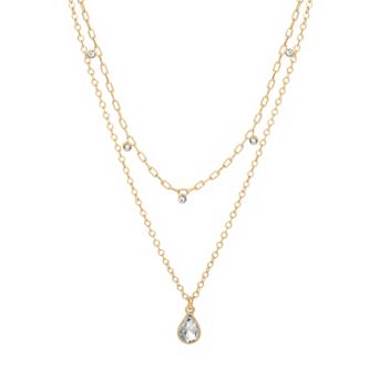 LC Lauren Conrad Gold Tone Two-Row Dainty Charm Necklace