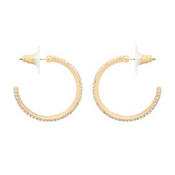 LC Lauren Conrad Gold Tone Pave Twisted Hoop Earrings