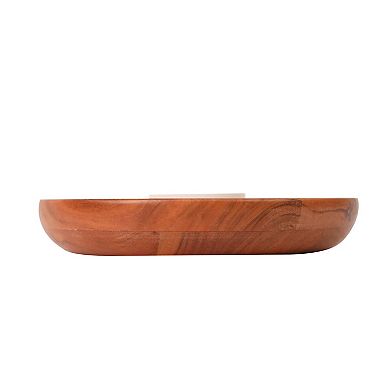 Mingle & Co. 2 Piece Wood And Ceramic Chip & Dip Bowl