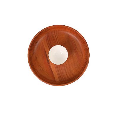 Mingle & Co. 2 Piece Wood And Ceramic Chip & Dip Bowl