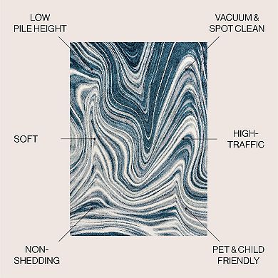 Eleni Contemporary Glam Abstract Marble Runner Rug