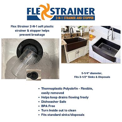 Flex Strainer Sink Strainer & Stopper 2-N-1 Fits Most 3.5” Drains & Disposals