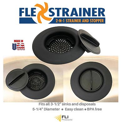 Flex Strainer Sink Strainer & Stopper 2-N-1 Fits Most 3.5” Drains & Disposals