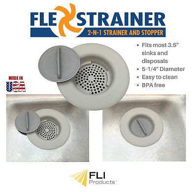Flex Strainer Sink Strainer & Stopper 2-N-1 Fits Most 3.5” Drains & Disposals