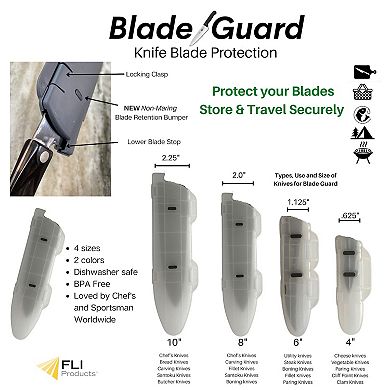 Blade Guard 8" Knife Protector for Safe Storage, Travel & Drawer Edge Protection Dishwasher Safe