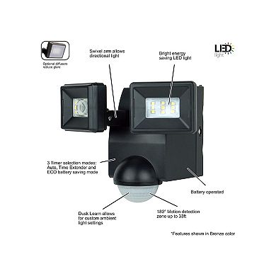 IQ America Battery-Powered LED Motion Security Flood Light, 700 Lumens