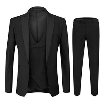 Men's 3 pc Tuxedo Suit Fashion Peaked Lapel Blazer Vest Pants Set