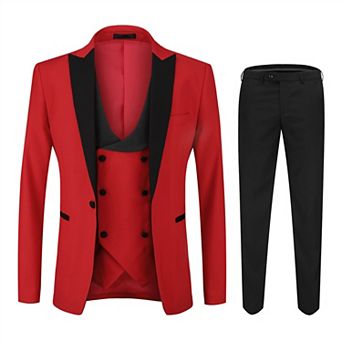 Men's 3 pc Tuxedo Suit Fashion Peaked Lapel Blazer Vest Pants Set