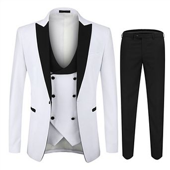Men's 3 pc Tuxedo Suit Fashion Peaked Lapel Blazer Vest Pants Set