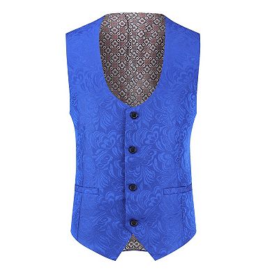 Men's 3 pc Suit Slim Fit Tuxedo Set Butterfly Print One-Button Blazer Vest Pants Set