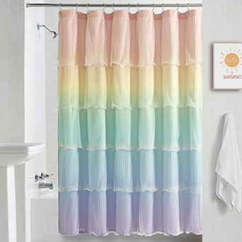 Lush Decor Nerina Rainbow Ombre Ruffled Shower Curtain