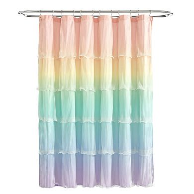 Lush Decor Nerina Rainbow Ombre Ruffled Shower Curtain