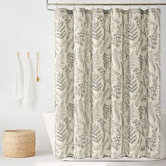 Lush Decor Botanical Dreams Textured Linen Shower Curtain