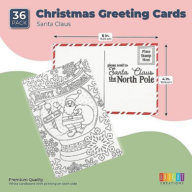 36 Pack Christmas Postcards, Letters To Santa Mailbox For Kids Coloring 4x6”