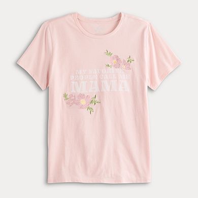 Women's Floral My Favorite People Call Me Mama Graphic Tee